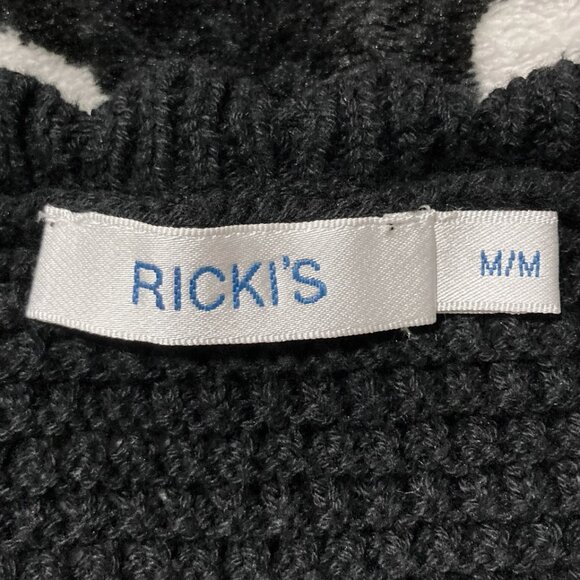 RICKI'S Vintage black cap sleeve knit top w/ scallop edges SMALL MEDIUM sweater - Picture 2 of 15